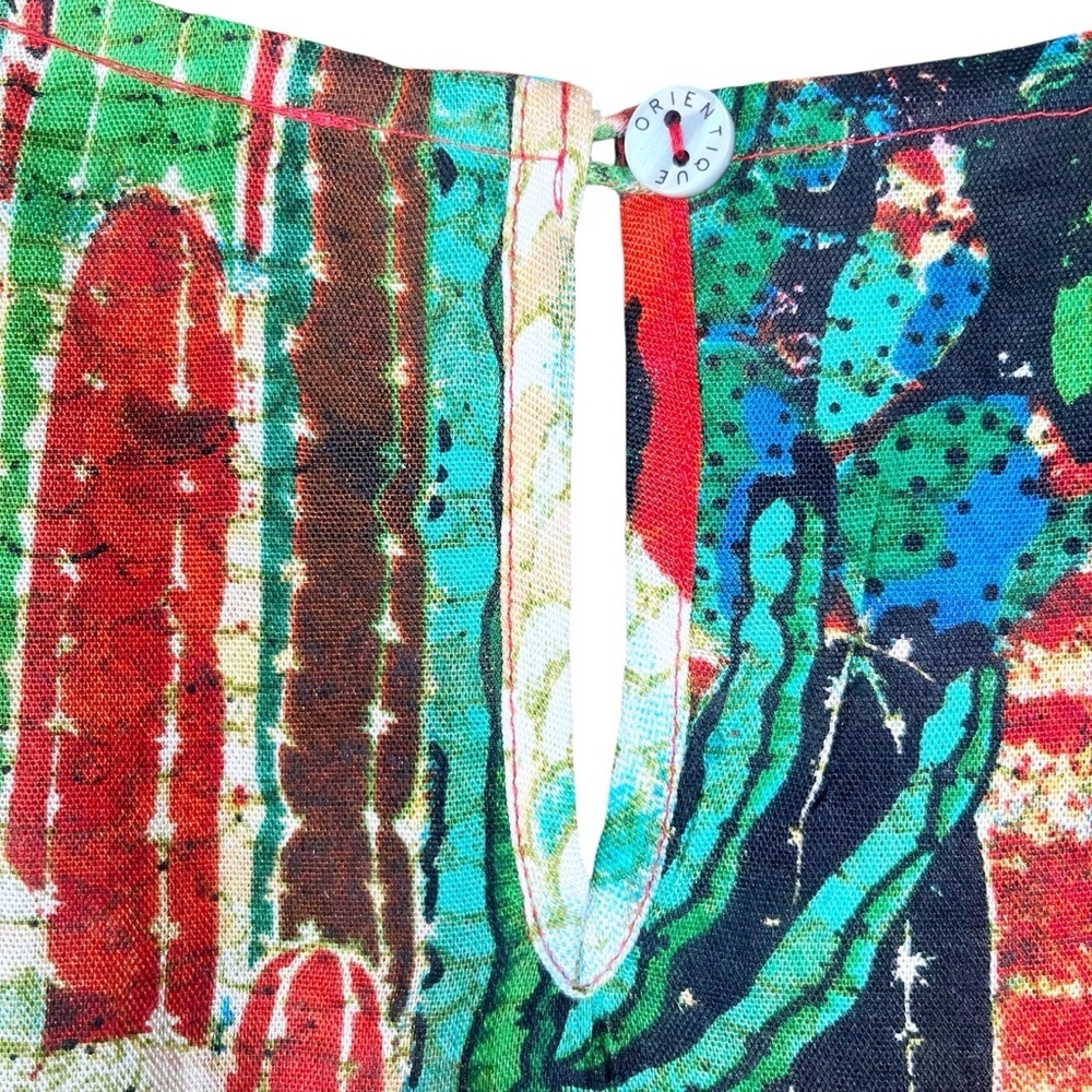 Orientique Naturally Australian Dress Size Large Red Floral A-Line Hawaiian - Picture 6 of 9